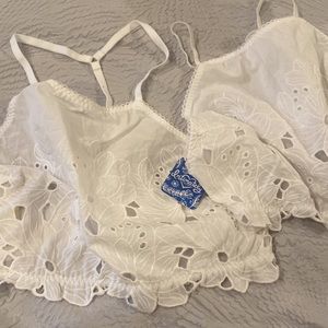 Set of 2 free people white cutout camisoles M